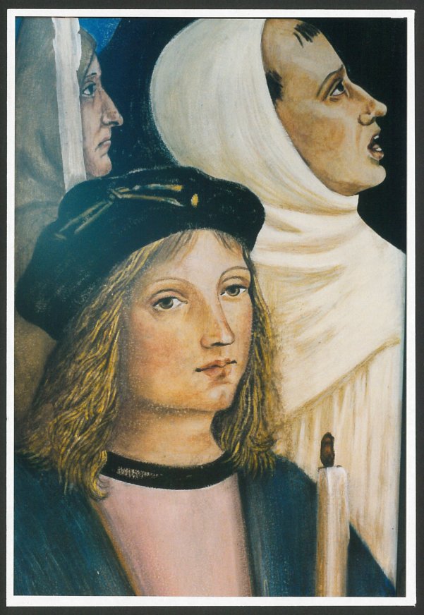 Particolare ritratto di Raffaello Sanzio in Ante di legno dipinte