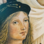 Particolare ritratto di Raffaello Sanzio in Ante di legno dipinte